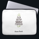 Funny Science Student Personalisiert School Gift Laptopschutzhülle<br><div class="desc">Dieses lustige "Eat Sleep Science Repeat" Design ist perfekt für Studenten aller Noten! Kann mit dem Namen Ihres Kindes personalisiert sein. Ideal für Zurück in die Schule Geschenk,  Geburtstagsgeschenk des Kindes und andere Urlaubsgeschenke.</div>