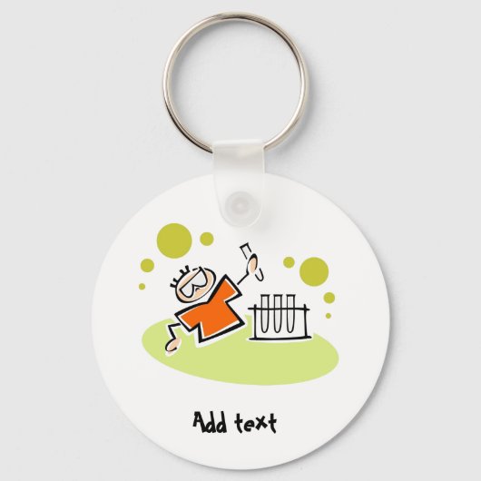 Funny Scientist Cartoon personalisiert Schlüsselanhänger (Vorderseite)