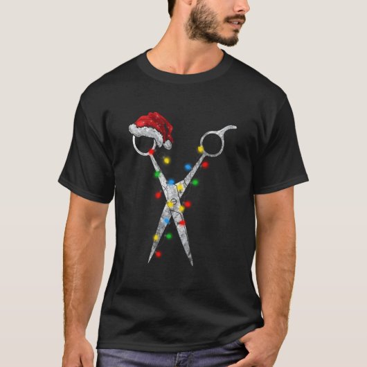Funny Scissy Friseur Weihnachtsmann Weihnachtsfest T-Shirt (Vorderseite)