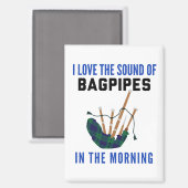 Funny Scottish Bagpipe Mug Blue Green Plaid Magnet (Vorderseite/Rückseite)