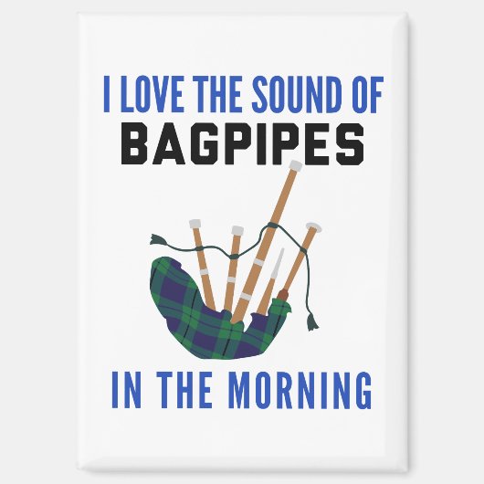 Funny Scottish Bagpipe Mug Blue Green Plaid Magnet (Vorderseite)