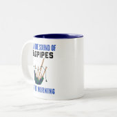 Funny Scottish Bagpipe Tasse Blue Green Kariert (Vorderseite Links)