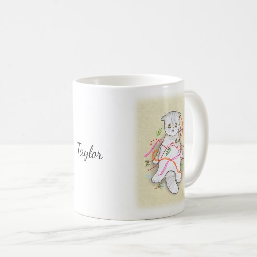 Funny Scottish fold Cat Gray tabby Christmas Gift Kaffeetasse (VorderseiteRechts)