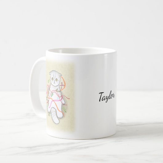 Funny Scottish fold Cat Gray tabby Christmas Gift Kaffeetasse (Vorderseite Links)