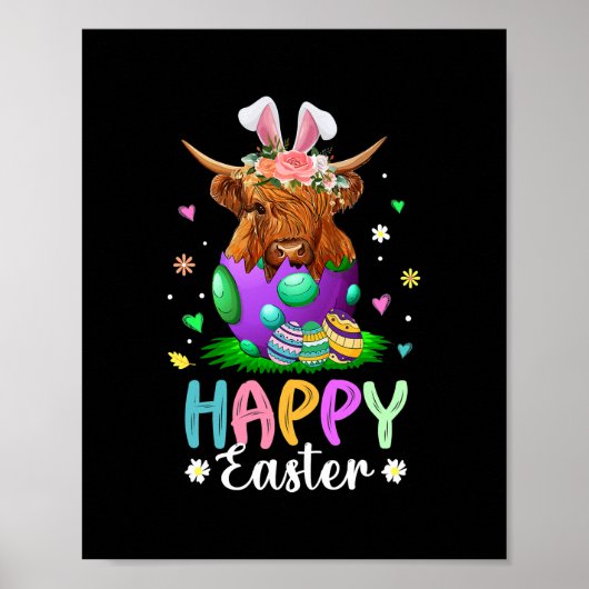 Funny Scottish Highland Cow Easter Egg Bauern Poster (Vorne)