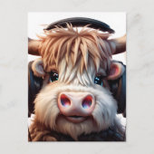 Funny Scottish Highland - Musik Postkarte (Vorderseite)
