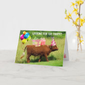 Funny Scottish Highland Steer Birthday Karte (Gelbe Blume)
