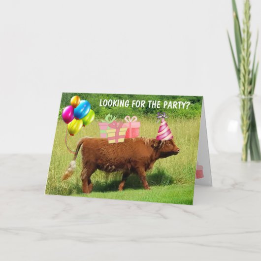 Funny Scottish Highland Steer Birthday Karte (Vorderseite)