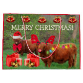 Funny Scottish Highland Steer Christmas Large Gift Große Geschenktüte (Rückseite)