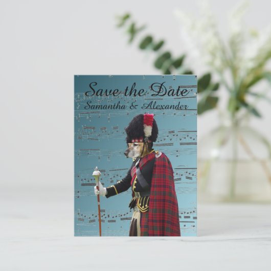 Funny Scottish Hochzeit speichern Sie das Datum Ankündigungspostkarte (Stehend Vorderseite)