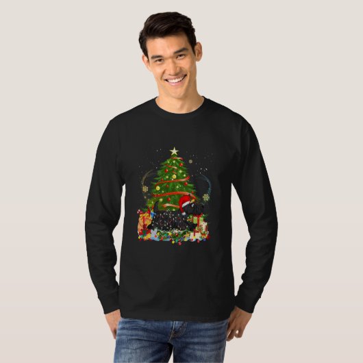 Funny Scottish Terrier Christmas Tree Light T-Shirt (Vorne ganz)