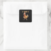 Funny Screaming Chicken F-Caw-F Joke Design Classi Quadratischer Aufkleber (Tasche)