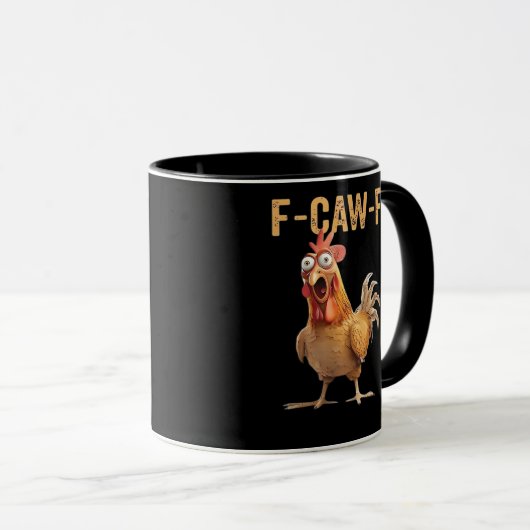 Funny Screaming Chicken F-Caw-F Joke Design Classi Tasse (VorderseiteRechts)