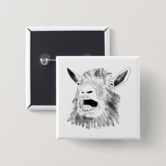 Funny Screaming Goat Drawing Quirky Button (Vorne & Hinten)