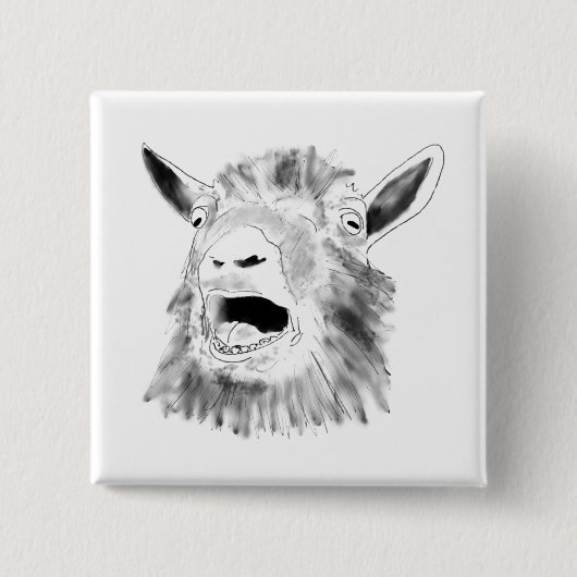 Funny Screaming Goat Drawing Quirky Button (Vorderseite)