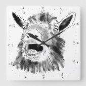 Funny Screaming Goat Drawing Quirky Quadratische Wanduhr (Vorderseite)