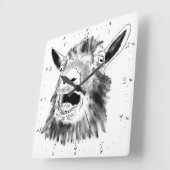 Funny Screaming Goat Drawing Quirky Quadratische Wanduhr (Winkel)