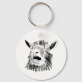 Funny Screaming Goat Drawing Quirky Schlüsselanhänger (Vorderseite)
