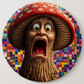 Funny screaming mushroom man pin back button (Vorderseite)