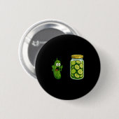 Funny Screaming Pickle Jar Cucumber Joke Meme Humo Button (Vorne & Hinten)