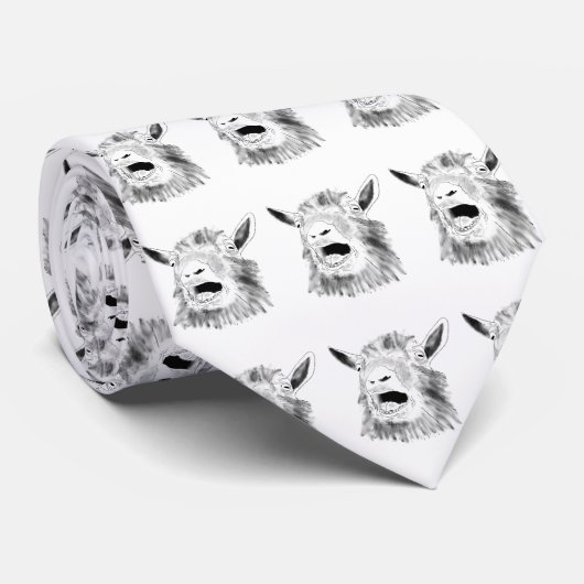 Funny Screend Goat Zeichnend schwarz-weiß Krawatte (Gerollt)