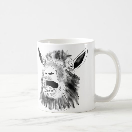 Funny Screend Ziege Zeichnend Quirky Tierkunst Kaffeetasse (Rechts)