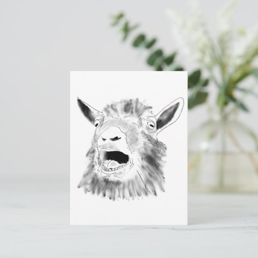 Funny Screend Ziege Zeichnend Quirky Tierkunst Postkarte (Stehend Vorderseite)