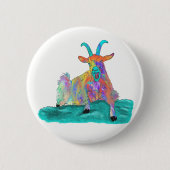 Funny Screening Goat Animal Art Malerei Design Button (Vorderseite)
