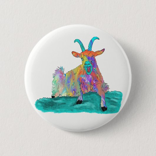 Funny Screening Goat Animal Art Malerei Design Button (Vorderseite)