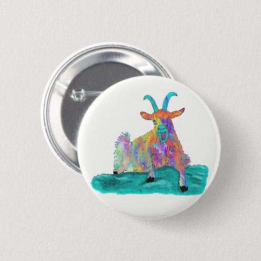 Funny Screening Goat Animal Art Malerei Design Button (Vorne & Hinten)