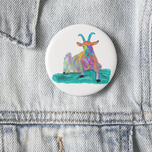 Funny Screening Goat Animal Art Malerei Design Button