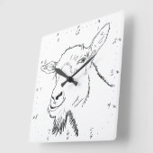 Funny Screening Goat Zeichnend Quirky Animal Desig Quadratische Wanduhr (Winkel)
