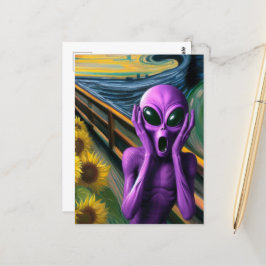 Funny Screening Lila Alien Fine Art Parody Postkarte