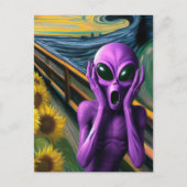Funny Screening Lila Alien Fine Art Parody Postkarte (Vorderseite)