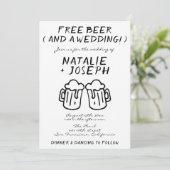 Funny Scribble Hand Drawn Schriftliche Bierhochzei Einladung (Stehend Vorderseite)