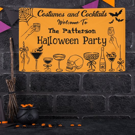 Funny Scribles Halloween Cocktail Party Willkommen Banner