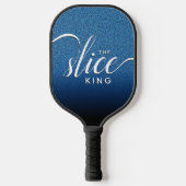 Funny Script der Slice King Blue Glitzer Pickleball Schläger (Vorderseite)
