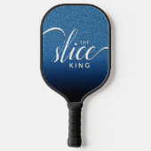 Funny Script der Slice King Blue Glitzer Pickleball Schläger (Rückseite)