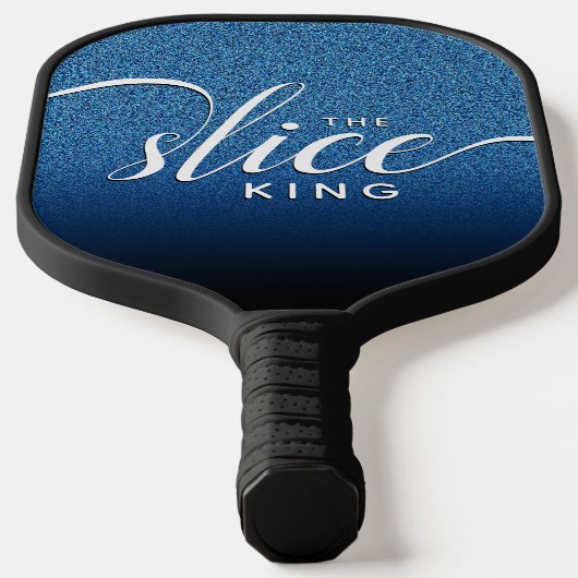 Funny Script der Slice King Blue Glitzer Pickleball Schläger (Ablage )