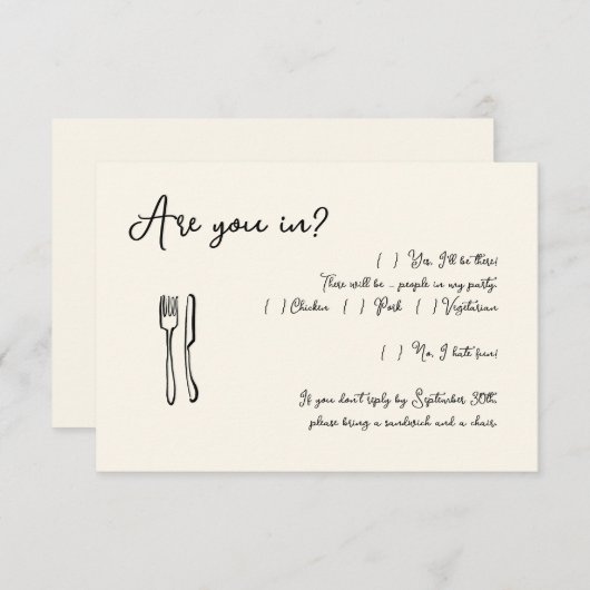 Funny Script Einladung Antwortkarte einfügen (Vorne/Hinten)