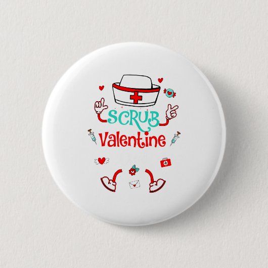 Funny Scrub Valentines Day Nurse Crew Family Group Button (Vorderseite)