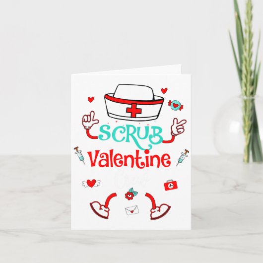 Funny Scrub Valentines Day Nurse Crew Family Group Karte (Vorderseite)