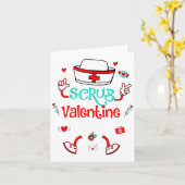 Funny Scrub Valentines Day Nurse Crew Family Group Karte (Gelbe Blume)