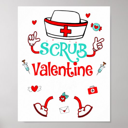 Funny Scrub Valentines Day Nurse Crew Family Group Poster (Vorne)