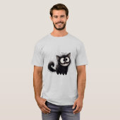 Funny Scruffy Black Cat Grin  ✨🐾🖤 T-Shirt (Vorne ganz)