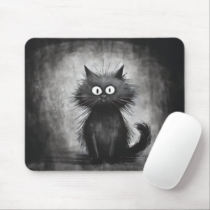 Funny Scruffy Black Cat Mousepad