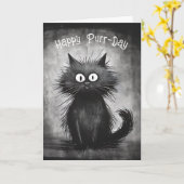Funny Scruffy Cat Birthday Karte (Gelbe Blume)