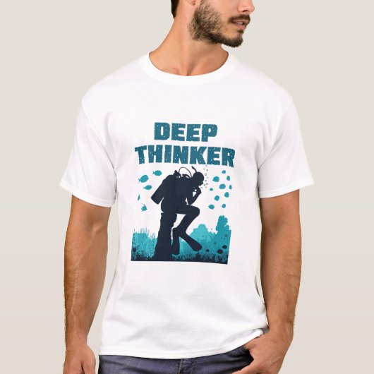 Funny Scuba Diver Deep Thinker Rodin T-Shirt (Vorderseite)