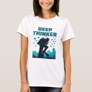 Funny Scuba Diver Deep Thinker Rodin T-Shirt