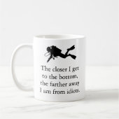 Funny Scuba Diver, Je naher ich an den Boden komme Kaffeetasse (Links)